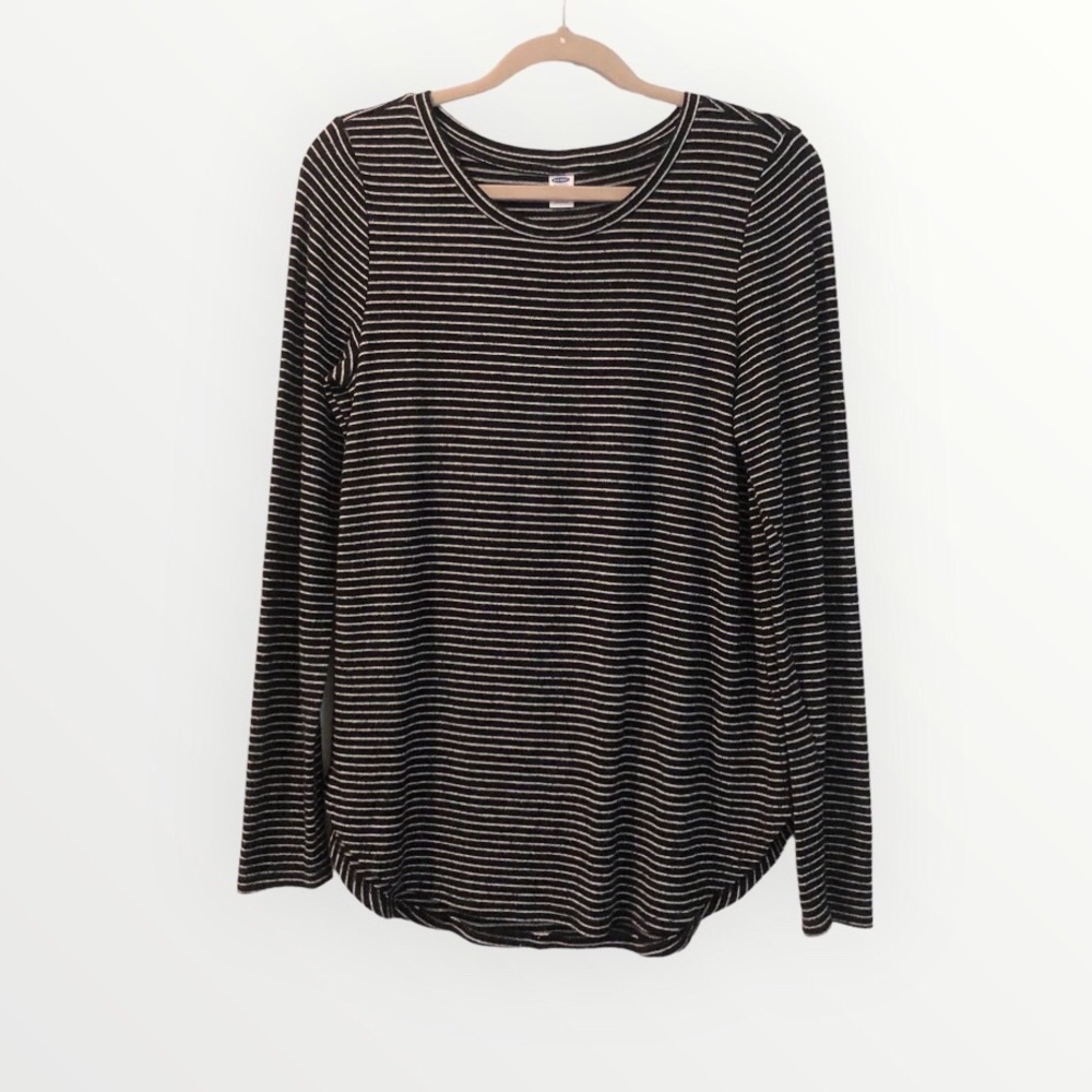Old Navy black and white strip tunic sweater